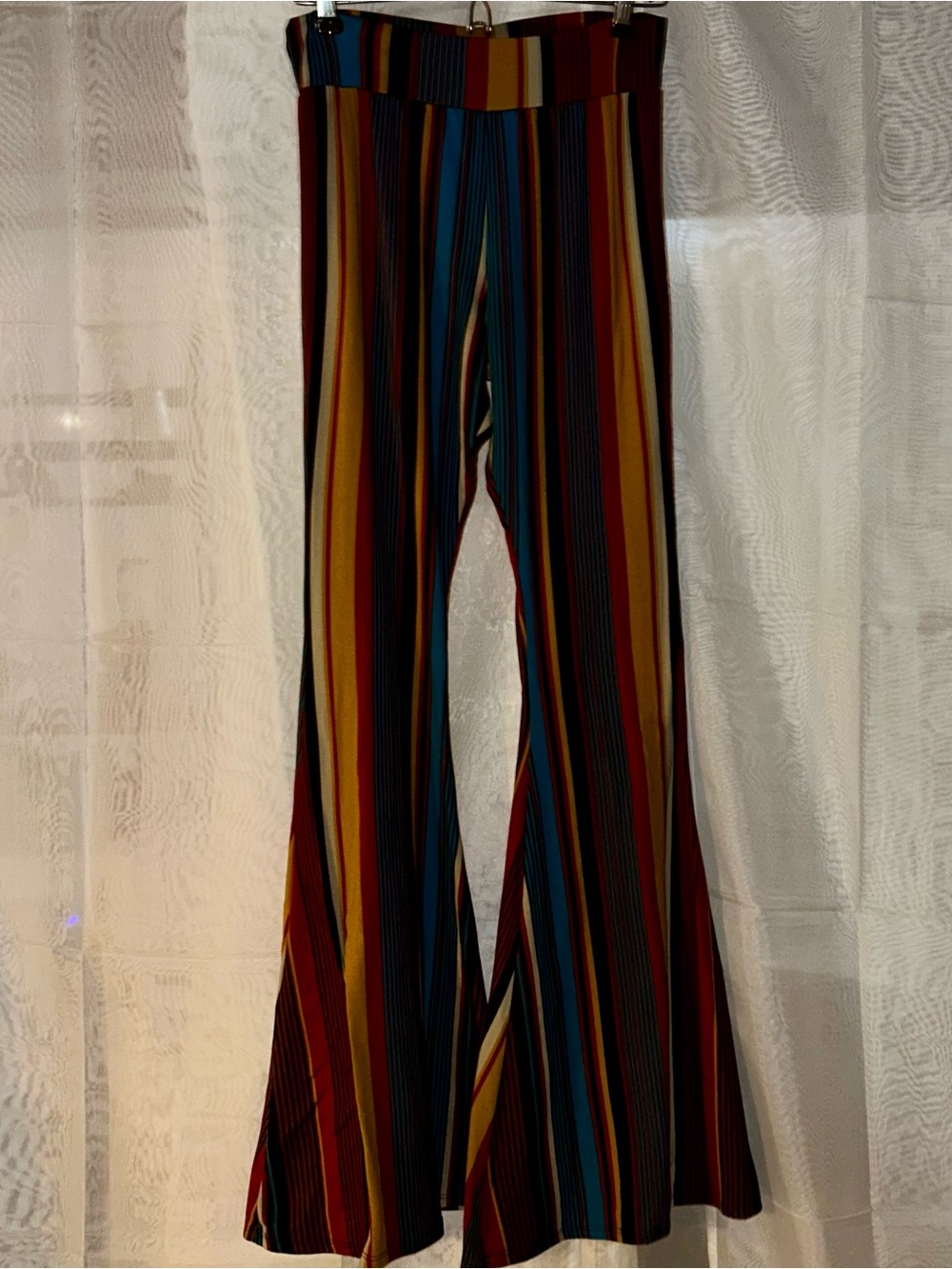 S - Striped Multicolor Flared Leggings - Multicolor
